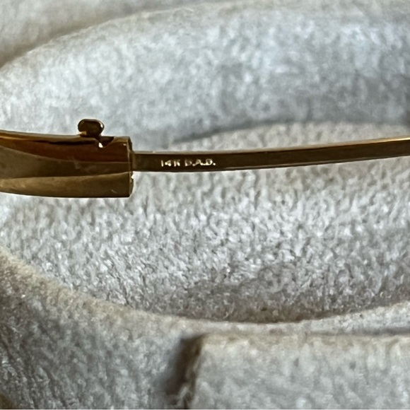 B.A.B. 14K Gold Hinged Bangle Baby Bracelet Vintage 1990s Baby's First 1st - Picture 3 of 16